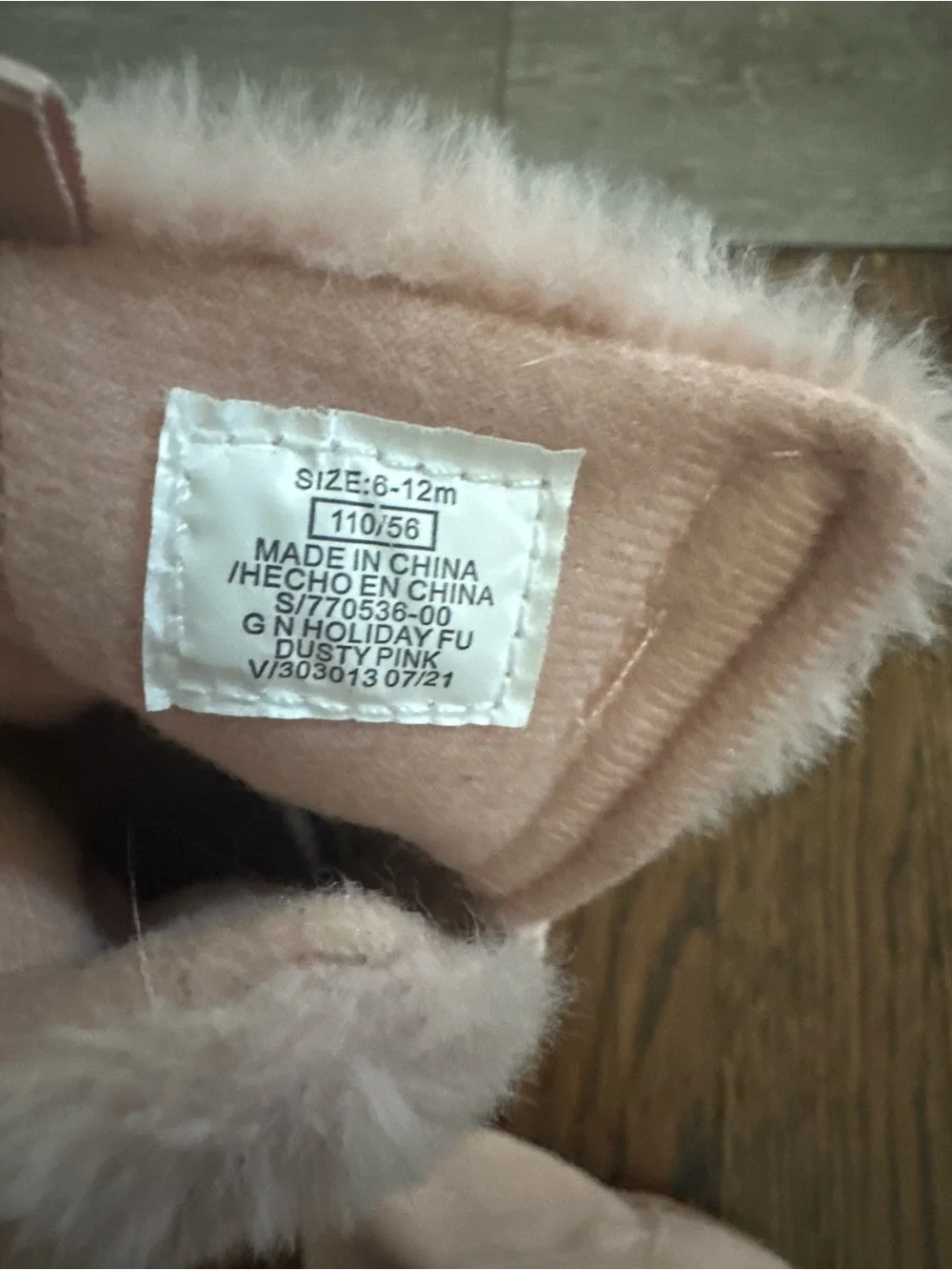 Source Unknown Pale Pink Faux Fur Baby Booties